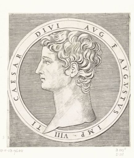 Portrait of Emperor Tiberius in a round frame