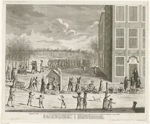 Satirical print on the cessation of the publication of the magazine 'Ouderwetsche Nederlandsche patriot', 1781