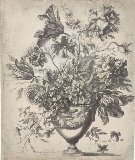 Stone vase with flowers