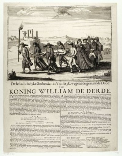 French Satirical Print on the Alleged Death of William III, 1690