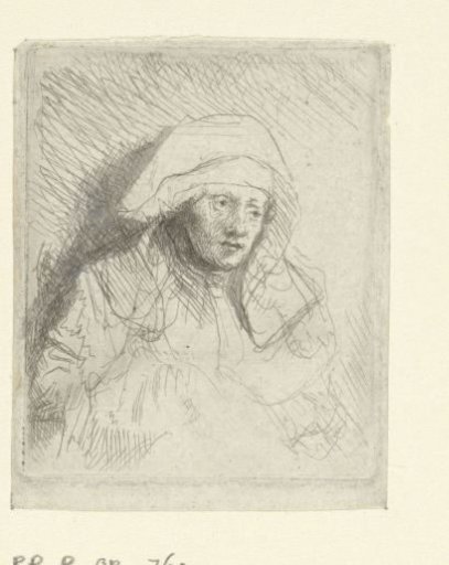 Sick woman with a large white headdress (Saskia)