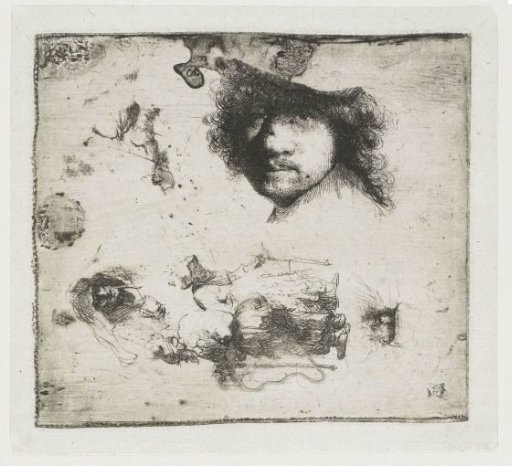 Sheet of Studies, with a Self-portrait, a Beggar Couple, and Heads of an Old Man and Old Woman