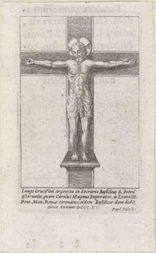 Crucifix with Christ wearing a nimbus