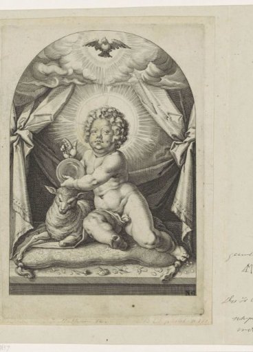 Christ Child with Lamb Sitting on a Cushion