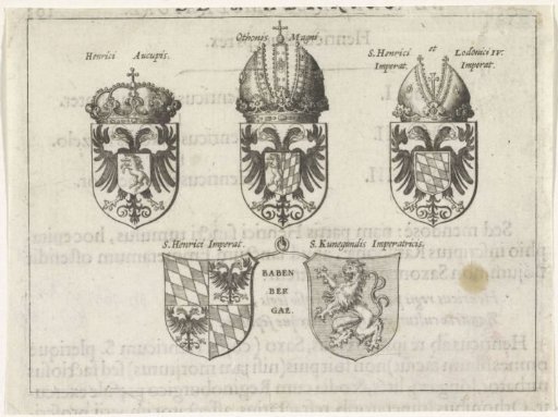 Five coats of arms of different Holy Roman Emperors