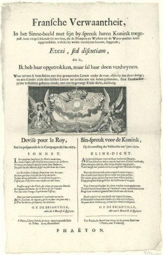 French allegory in which Louis XIV compares himself to the sun, 1672
