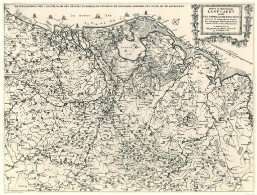 Map of the Netherlands showing the route taken by the French and Münsterite armies, ca. 1672-1674