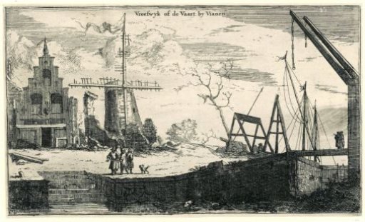 Buildings and bridge at Vreeswijk near Vianen, destroyed by the French in 1672