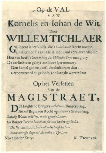 Two verses on the death of Johan and Cornelis de Witt, 1672
