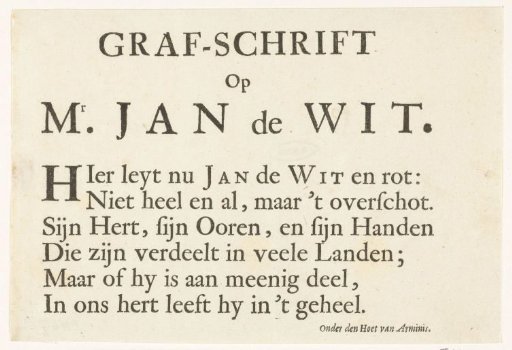Epitaph on Johan de Witt, 1672