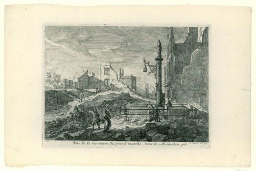 Ruins in a street leading to the Grote Markt near the Manneken Pis, Brussels, 1695