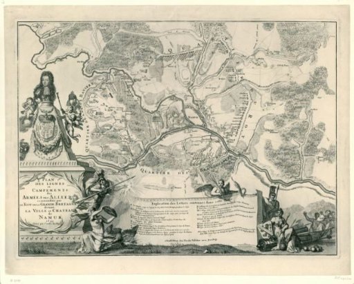 Map showing the positions of the allies under William III during the siege of Namur, 1695