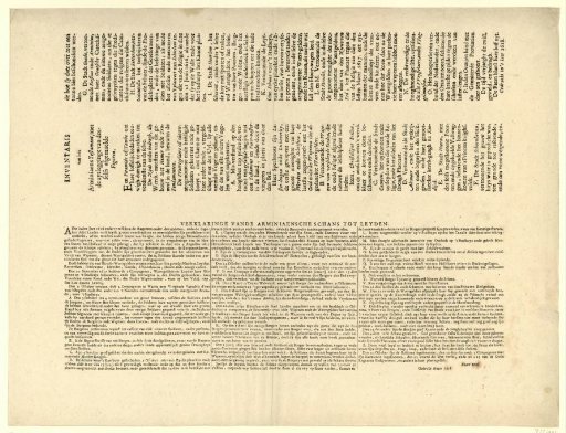 Sheet with texts belonging to two prints of the Arminians, 1618