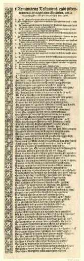 Text belonging to the print 't Arminiaens Testament, 1618