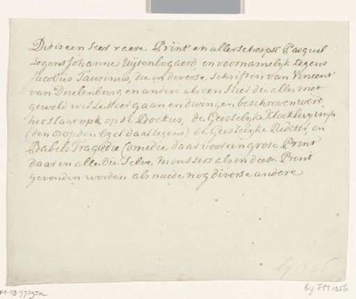 Manuscript on the satirical print on Taurinus (1615)