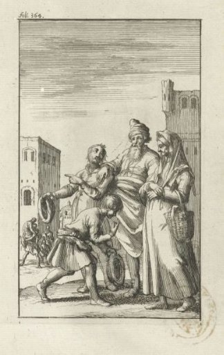 Young Man Removing His Hat to Greet an Elderly Couple