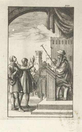 Man Taking an Oath Before a Judge