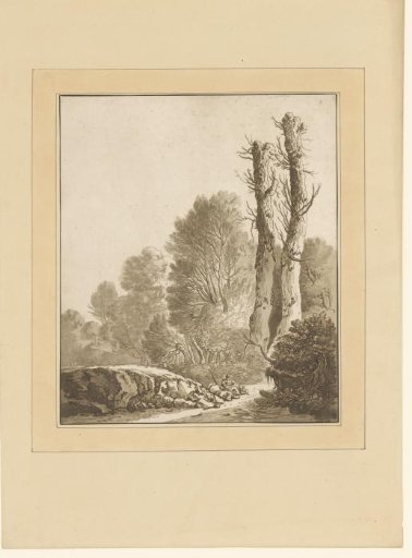 Forest Path with Resting Travelers