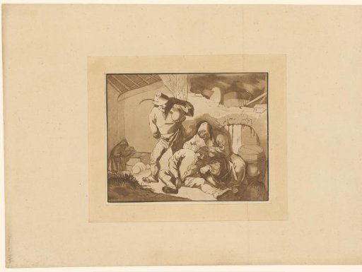 Peasant Company with a Woman Unraveling Her Husband's Hair
