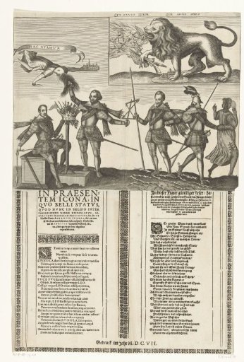 Satirical print comparing Spinola to the spinning Hercules, 1607