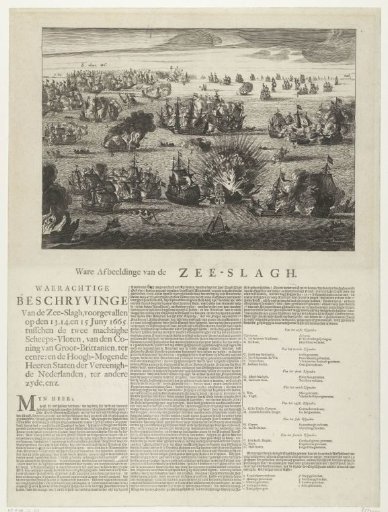 Naval battle off Lowestoft between the English and the Dutch under Wassenaar van Obdam, 1665