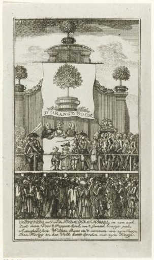 Satirical print on Hofstede, Kaat Mossel and the prince, 1783