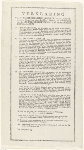 Explanation of the Allegory on the Restoration of Stadtholder Willem V, 1787