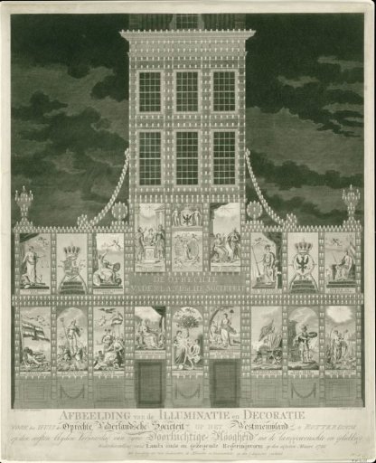 Illumination of the premises of the Oprechte Vaderlandsche Sociëteit on Westnieuwland in Rotterdam, 1788
