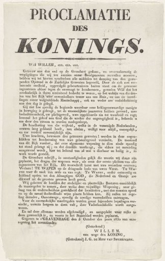 Proclamation of the King with a call for voluntary arming, 1830