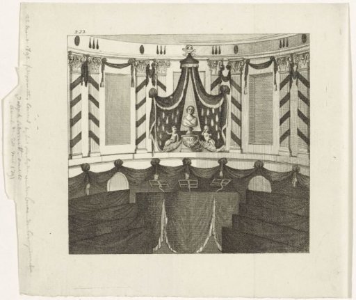 Mourning decoration of the orchestra in Felix Meritis on the death of J. Schmitt, 1791
