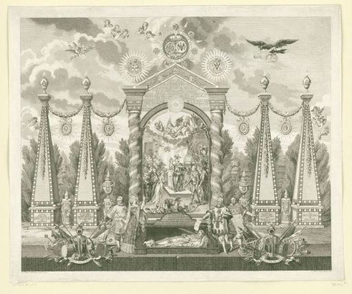 Allegory in honor of the King of Prussia for his restoration of the stadtholdership of William V, 1788