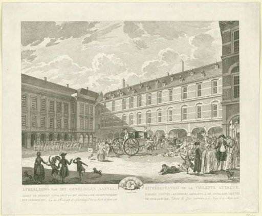 Disturbances as the Deputies of Dordrecht ride through the Stadthouder's Gate on the Binnenhof, 1786
