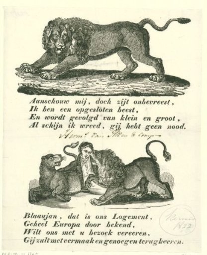 Fair print 1822: Herman van Aken among his lions