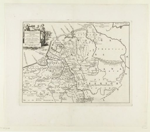 Historical map of the Netherlands with the territories of the Batavians and Frisians