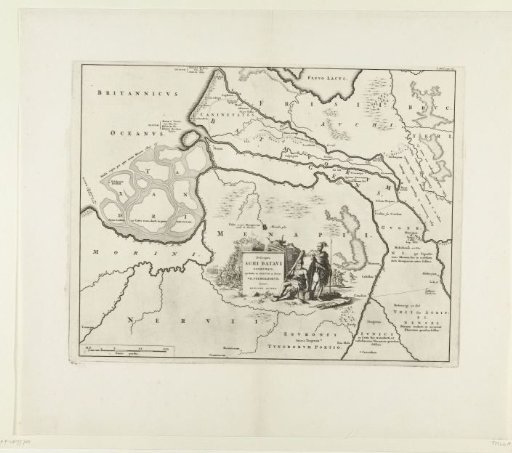 Historical map of the Netherlands with the territories of the Batavians and Frisians