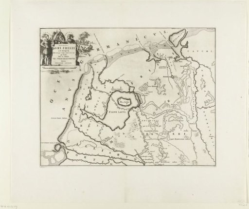 Historical map of the Netherlands with the territories of the Batavians and Frisians