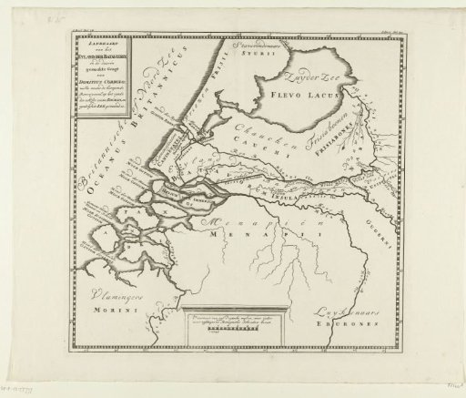 Historical map of the Netherlands with the canal of Corbulo