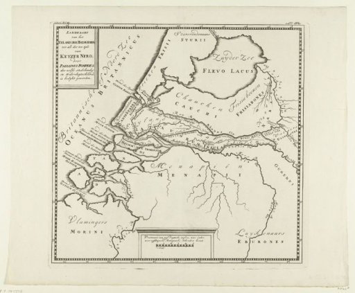 Historical map of the Netherlands during the time of Emperor Nero