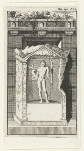 Altar with a statuette of Neptune or another sea deity