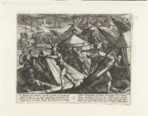 Night raid on the army camp of Cerialis in which his ship is captured, 69-70