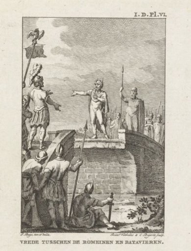 Civilis and Cerialis negotiating on the broken bridge, 69-70
