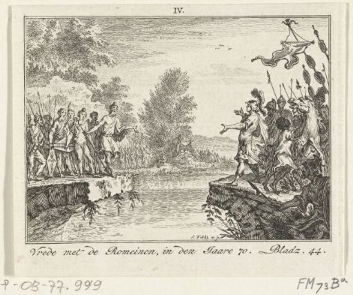 Civilis and Cerialis negotiating on the broken bridge, 69-70
