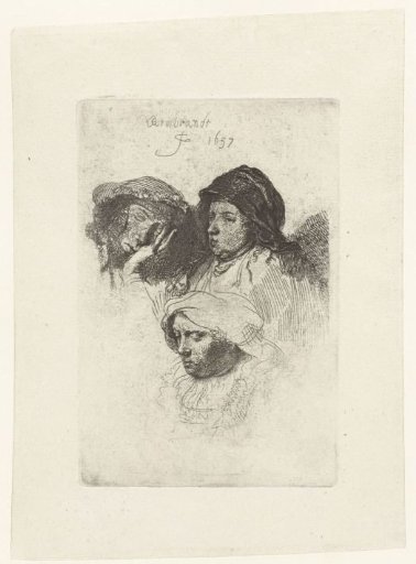 Three heads of women: one asleep