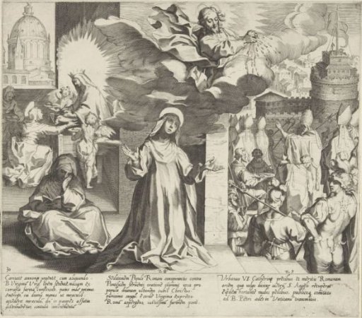 Mary Multiplies Bread That Catherine Can Distribute To The Poor / Christ Sheds His Blood Over The City Of Rome / Pope Urban VI Takes Up Residence In The Castle Of The Angel