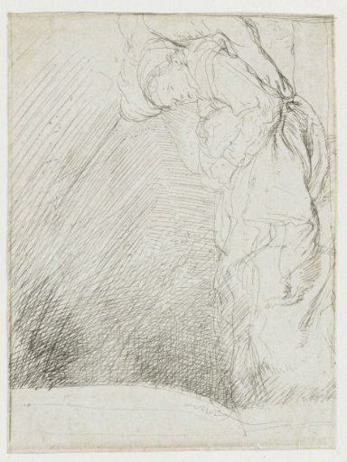Sheet of studies, with a woman lying ill in bed
