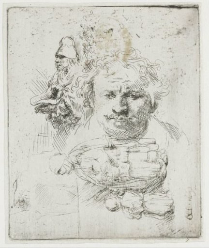 Sheet of Studies, with a Self-portrait, a Beggar, and a Woman and Child