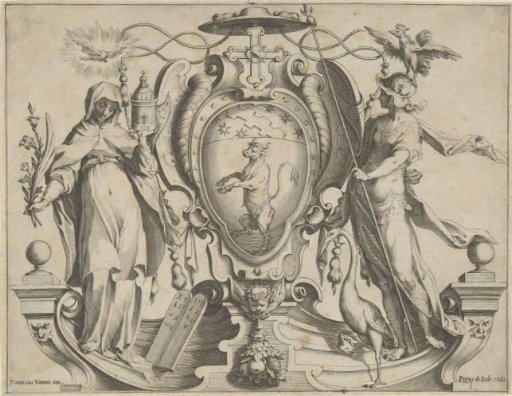 Coat Of Arms With Bull And Female Personifications