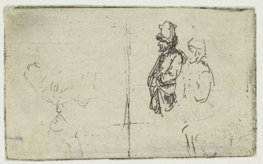 Sheet of Slight Studies, One of Two Peasants