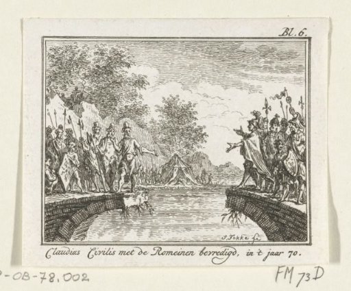 Civilis and Cerialis negotiating on the broken bridge, 69-70