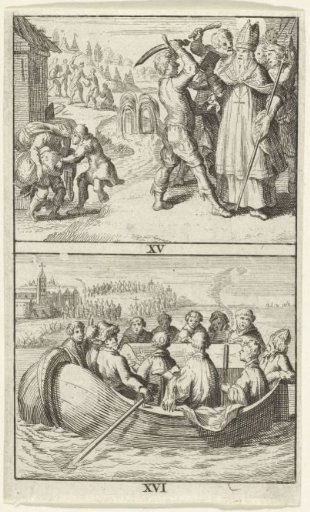Scenes from the life of Saint Boniface, plates XV and XVI, ca. 672-754